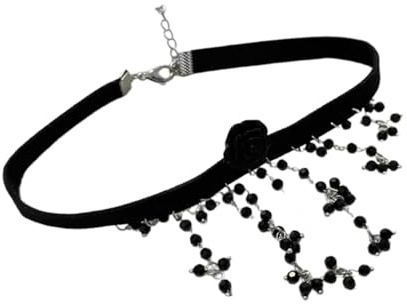 HOOLRZI Collana con ciondolo in acrilico alla moda ornemnt con frange di cristallo nero, accessorio unico per il collo