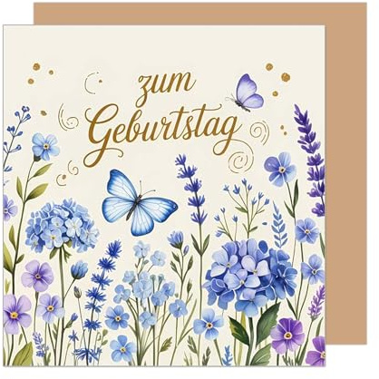 Edition Seidel Premium quadratische Geburtstagskarte mit Umschlag. Glückwunschkarte Karte zum Geburtstag für Mann Frau Blumen wünschen (GQ506 SW025)