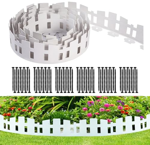 Garden Edging 33FT x 3.5~4.6IN Tall, Landscape Edging Borders with 60pcs Plastic Stakes,Arched Design Flexible Lawn Edging Border, No Digging Edge Fence DIY for Tree Flowerbeds Grass Yard