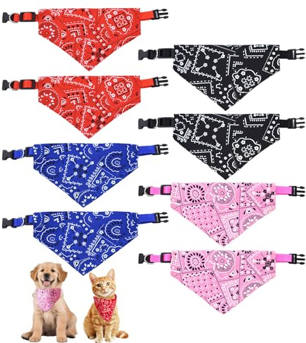 8 Pack Washable Dog Bandanas Adjustable Boho Style Pet Bandanas for Small Medium Dogs & Cats Stylish Durable Dog Neckerchief Set for Summer Holidays and Everyday Use for Pet Lovers