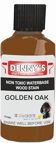 Wood Stain Water Based | 12 Colours | Interior Furniture Stain | Light & Dark Stains | Eco-Friendly & Non-Toxic Wood Dye Paint | Easy Application | Quick Dry & Low Odour (Golden Oak 30Ml Tester)