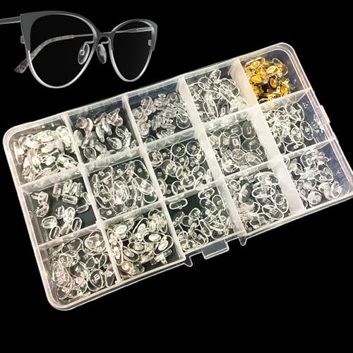ALONK 150 Paar Brillen Nasenpads, 15 Modelle Brille Nasenpads Silikon, Brillenpads zum Einstecken, Rutschfeste Nasenpad für Brillen, Sonnenbrillen