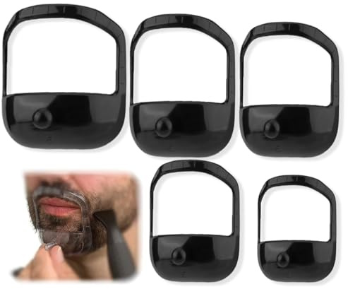 JYNXOR 5 pcs Modelli per Styling Barba Trasparenti, Modelli per Styling Barba, Pizzetto Modello da Barba, Modello per lo Styling Della Barba, Modelli da Barba da Uomo, per Uomo Rifinitura, nero