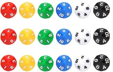 DUINIU 18 Pezzi di Dadi con 1-10 Numeri, Dadi A più Lati, Giochi da Tavolo, Giochi da Tavolo, Giochi di Lancio