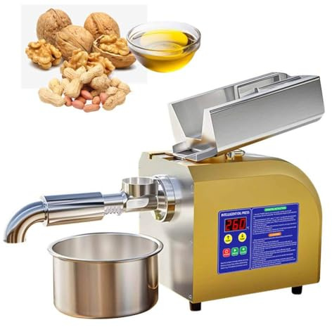 HSSTYLE Oil Press Machine for Home Hot/Cold Electric Oil Press Machine Commercial Automatic Oil Extractor High Oil Yield