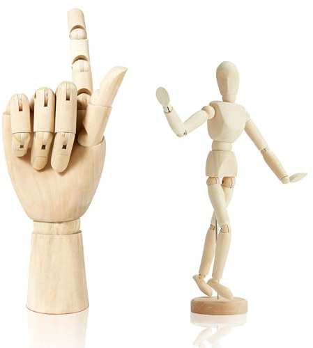 2-Pack 10 Drawing Hand Model,8 Artist Wooden Mannequin Figure Human