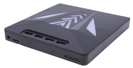 YUEHISY Extern BD DVD CD-brännare, 7in1, Slim Portable | Läs Skriv BD XL BD RE DL DVD-RAM, 8x DVD 24x CD-hastighet, Dual Cable Stabil Power för Laptop Desktop