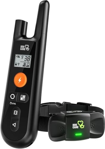 DOG CARE Shock Collar for Dogs - Dog Training Collar with Remote, 3 Training Modes, Rainproof, Security Lock, Long Remote Range, Rechargeable E-Collar for Small Medium Large Dogs All Breeds