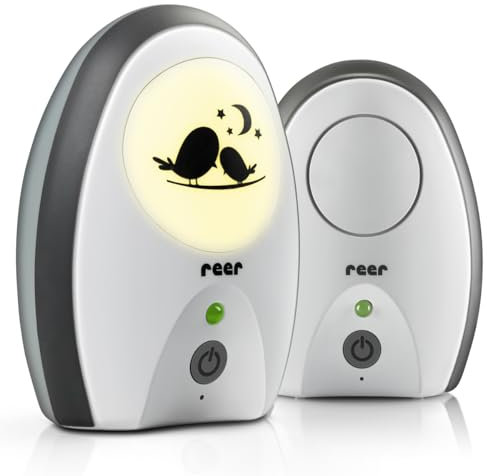 reer Rigi Digital Babyphone | 300 m Reichweite | Mit Nachtlicht und Gegensprechfunktion | VOX-Funktion | FHSS-Technologie | Akku- oder Netzbetrieb | Qualität vom Erfinder