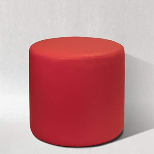 Pouf POUFF Puff PUF Tondo Arredamento Eco-Pelle POGGIAPIEDI Design Made in Italy (Rosso)