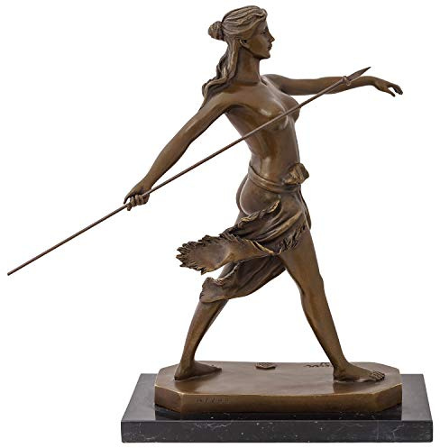 aubaho Bronzeskulptur Skulptur Amazone Kriegerin Göttin Diana Bronze Figur Statue Antik-Stil 30cm