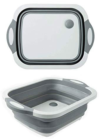 Innovations - Cuenco plegable para lavar, bandeja multifunción para secar, tabla de cortar portátil, cesta de drenaje retráctil, bandeja para verduras y frutas para camping, picnic, cocina
