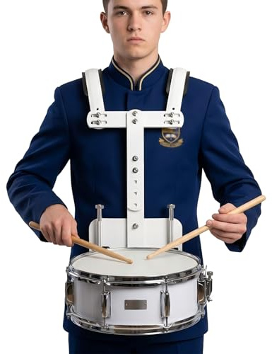 ARTIBETTER Snare Drum Carrier Verstellbarer Snare Drum Schultergurt Harness Backing Frame Percussion Instrument Supplies Weiß