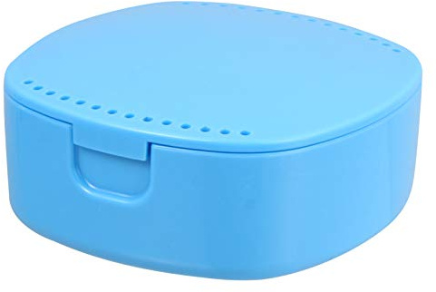 EXCEART Prothesendose Zahnspangendose mit Spiegel und Sieb Gebissdose Prothese Box Retainer Box Zahnprothesendose Prothesen Aufbewahrungsbox für Dental Mundschutz(Blau)