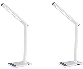 Jandei – 2 x Lámparas Escritorio LED con Cargador Inalámbrico (Smartphones QI), Wireless QI y USB, Lámparas Mesita de Noche, Luz de Lectura Flexo Táctil, 3 Tonos de Color, Intensidad Regulable.