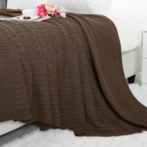 OROOTL Kuscheldecke Strickdecke 100% Baumwolle Weich Sofadecke 130x180cm Schlafdecke für weiches Sofa, Stuhl, Couch, Heimdekoration, Picknick, Camping, Strand
