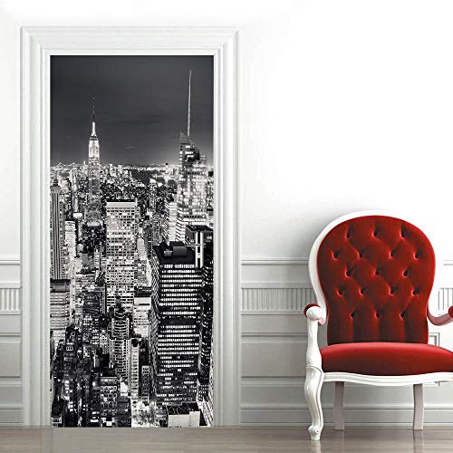 3d Türtapete Selbstklebend 77x200cm DIY Wandbild PVC Wasserdicht Pvc Türtattoos Türposter Türaufkleber Fototapete Türfolie Für Tür,Wohnzimmer,Schlafzimmer,Küche Toilette, New York City