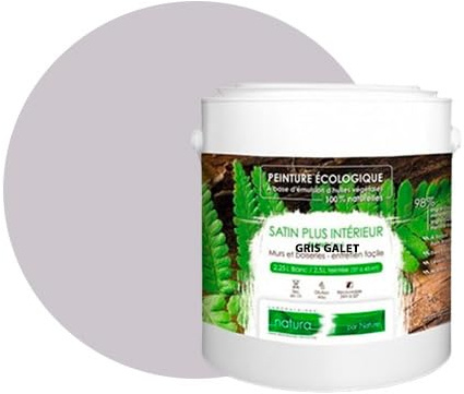 Pintura natural ecológica para pared, diseño de raso interior de Natura, 2,5 L, 33 m², gris