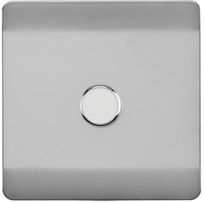 Trendi Artistic Modern Glossy Tactile 1 Gang 2 Way 120w LED Dimmer Switch Stainless Steel