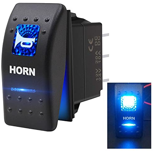 Taiss 12V 20A 24V 10A interrupteur à bascule à bouton de klaxon lumière LED bleue 5 broches momentané haut-parleurs interrupteur pour voiture barre camion Train A11625B-BU