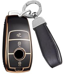 ontto TPU Autoschlüssel Hülle Passt für Mercedes Benz A C E S G Klasse GLC CLE CLA W177 W205 W213 W222 S63 AMG Fernbedienung Cover Schlüsselanhänger Schutzhülle Schlüsselcover Schlüsselbox-Schwarz R