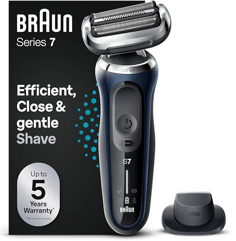 Braun Series 7 Elektrorasierer 360° Flex mit EasyClick Präzisionstrimmer, Rasierer Herren Elektrisch, Wet & Dry, Geschenk Mann, Made in Germany, 71-B1200s, blau