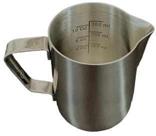 Rattleware Stainless Steel Etched Macchiato Pitcher (12 Oz) - Perfect for Home, Cafe, Restaurant, Hotel, Office, Or Commercial Use - Steaming & Frothing Pitcher Trusted By Baristas | Etched latte art guide