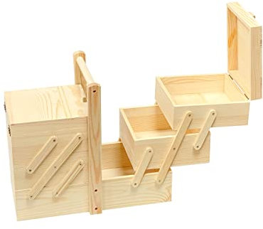 Nähkästchen aus Holz, unlackiert, mit 5 Schubladen, 32 x 17 x 29 cm