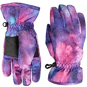 Mountain Warehouse Skihandschuhe für Kinder - Schneedichte Skifäustlinge, elastische Bündchen, warm, schneedichte Handwärmer, Fleecefutter, bequem - Für Winter Dunkel Lila Small