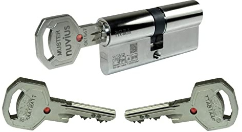 BKS Sicherheits Türzylinder Profilzylinder Nuvius SLX Serie 36 mit Sicherungskarte (Doppelzylinder A=31, B=40)