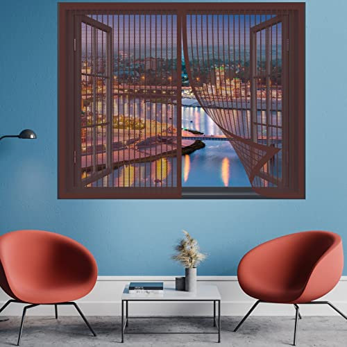 Moskitonetz Für Balkontür 115 x 60 cm Fenster Mückengitter In Verschiedenen Größen Auswählbar Magnet Fliegengitter Für Alle Universalfenster, Braun