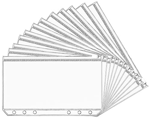 12 Stück binder taschen a6, PVC 6-Loch zipper beutel,Wasserdicht Kunststoff budget binder,dokumententasche a6,klarsichthüllen a6,budget planner zubehör, foldersys