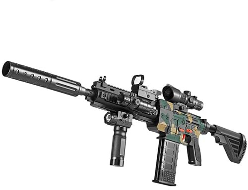 Soft Bullet Sniper Con Mirino Blaster Automatici In Schiuma 10 Proiettili, Pistole Giocattolo HK416 Fai-da-te Per Ragazzi Dai 6 Ai 13 Anni Regali Per Bambini Per Compleanno Halloween Natale-Grigio