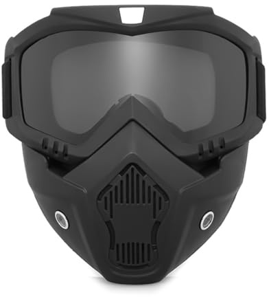 Namvo Motorcykelglasögon Avtagbara Motorcykelglasögon Skull Cykelmasker för Outdoor Cykel Dirt Bike Motocross Skidåkning - Svart