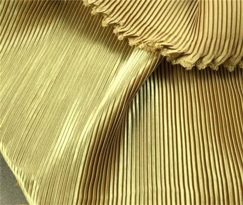 3/5/10 m Krepp Falten Akkordeon Falten Falten Satin Stoff Designer Plissee Tuch zum Nähen Kleid Meterware 21 Champagner Gold 145 cm x 1 m