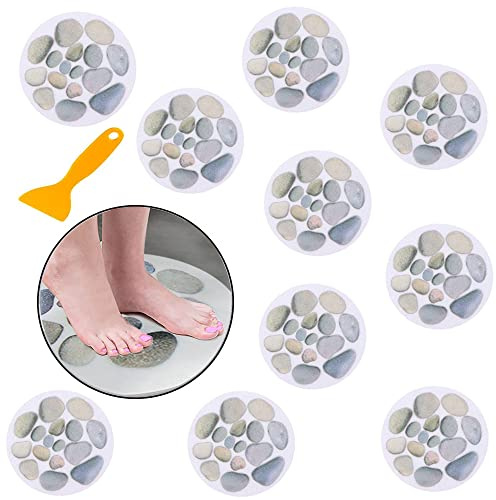 Pyuyan 10 Pièces Douche Autocollants Antidérapants, Stickers Anti Glisse Baignoire Sécurité, Autocollant De Baignoire Antidérapant pour Douches De Baignoire, Piscines, Escaliers
