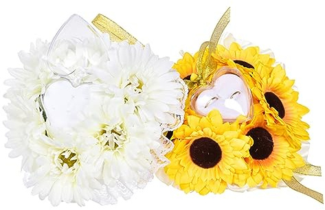 Gadpiparty Cuscino Per Fedi Nuziali Con Design Di Girasole Elegante e Romantico Per Cerimonie Di Matrimonio e Fidanzamento Senza Anello Giallo