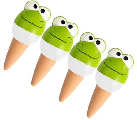FONDOTIN Arroseur Automatique De Jardin en Céramique Forme Grenouille – Lot De 4 pour Plantes D’intérieur Et Pots – Système D’arrosage Goutte à Goutte Pratique Et Décoratif – Blanc