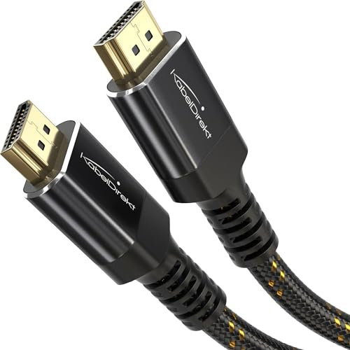 KabelDirekt – Cavo HDMI 2.1 8K/4K – 4m – Connettori Metallici Antishock e Design Intrecciato (8K@60Hz, Ultra Alta Velocità/48G, Ultima Generazione, Ideale per PS5/XBO, Monitor/TV/Proiettore, Nero)