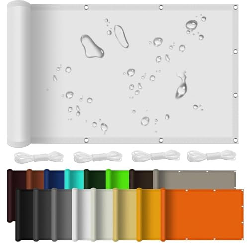 Sonnensegel Wasserdicht 2.5 x 6 m Viele Längen Und Breiten Zur Auswahl Sonnenschutz Markise mit Spannseilen für Terrasse, Balkon, Pool, Weiß