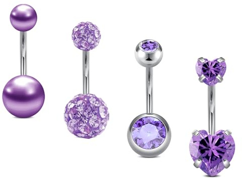 Briana Williams Bauchnabelpiercing Chirurgenstahl mit Anhänger Herz Schmetterling 10mm Stablänge 14G Silber Diamant Zirkon Glitzer