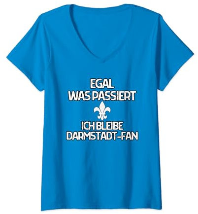 Damen Darmstadt Aufstieg Fußball Lilien Fan 98 Hessen blau weiss T-Shirt mit V-Ausschnitt