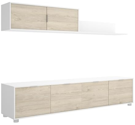 DEKIT GRUPO RIMOBEL LIMA - MUEBLE DE SALON CCOMPATO TV LIMA - 43/35 X 200 X 40 CM - BLANCO / NATURAL