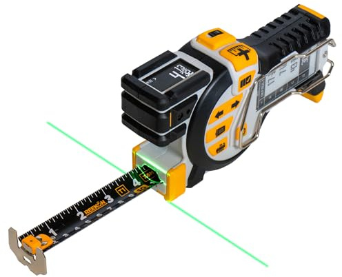 REEKON T1 Tomahawk Digital Tape Measure, Split English/Metric - Professional Accurate Measuring Tool, Green Laser, E-Paper Measuring List, Measurements Shared Over Bluetooth, Replaceable Blades