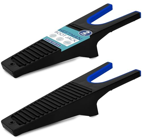 HEFTMAN Tire Bottes - Lot de 2 Tire Botte en Plastique Robuste pour Bottes en Caoutchouc, Chaussures - Enleve Botte, Boot Jack (Noir/Bleu)