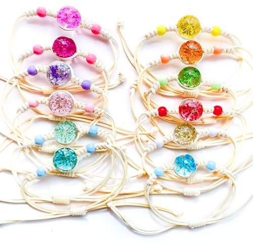 comvastars12 Piezas Pulsera de amistad Pulserastrenzadas coloridas con flores de árbol de lavida pulseraamistad pulsera trenzada ajustable pulsera tejida paramujeres pulsera pulseras amigas.