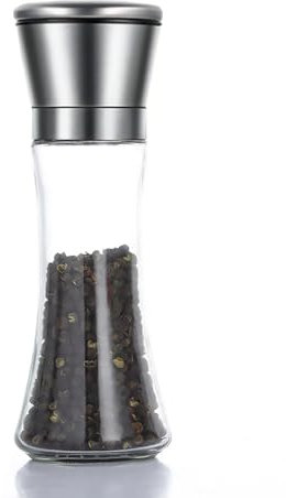 Moulin à sel ou à poivre manuel pour chef professionnel, meilleur moulin à épices avec capuchon en acier inoxydable, lames en céramique et épaisseur réglable (19,3 cm)