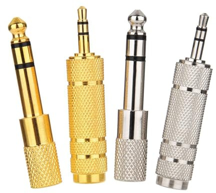 SHUXIA Headphone Jack Adapter,6.35mm Male 1/4 inch to 3.5mm Female 1/8 inch | 4pcs Stereo Jack Adapter,3.5mm Male to 6.35mm Female Plug Adapter Headphone Jack Converter forKeyboard Digital Piano Earphone