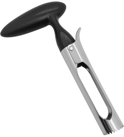 Dazkzooy Descorazonador de Manzanas con Mango de ABS y Cuchilla Dentada de Acero Inoxidable - Práctico Despalillador para Manzanas, Peras, Pimientos - Negro
