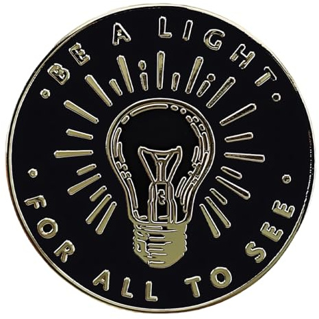 Ficsowy Be A Light For All To See Enamel Pin, Inspirational Light Bulb Lapel Pin, Positive Kindness Faith Quote Brooch Badge, Hard Enamel Pin Jewelry Gift for Backpack Denim Jacket Hat Lanyard, Motivational Hope Gift for Friends Family
